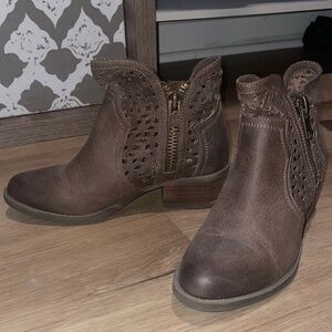 Not Rated Brown Perforated Side-Zip Ankle Booties